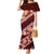 Oxblood Polynesia Family Matching Mermaid Dress and Hawaiian Shirt Plumeria With Hibiscus Pattern Tropical Vibes