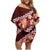 Oxblood Polynesia Family Matching Off Shoulder Short Dress and Hawaiian Shirt Plumeria With Hibiscus Pattern Tropical Vibes