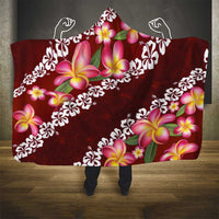 Oxblood Polynesia Hooded Blanket Plumeria With Hibiscus Pattern Tropical Vibes LT14 - Polynesian Pride