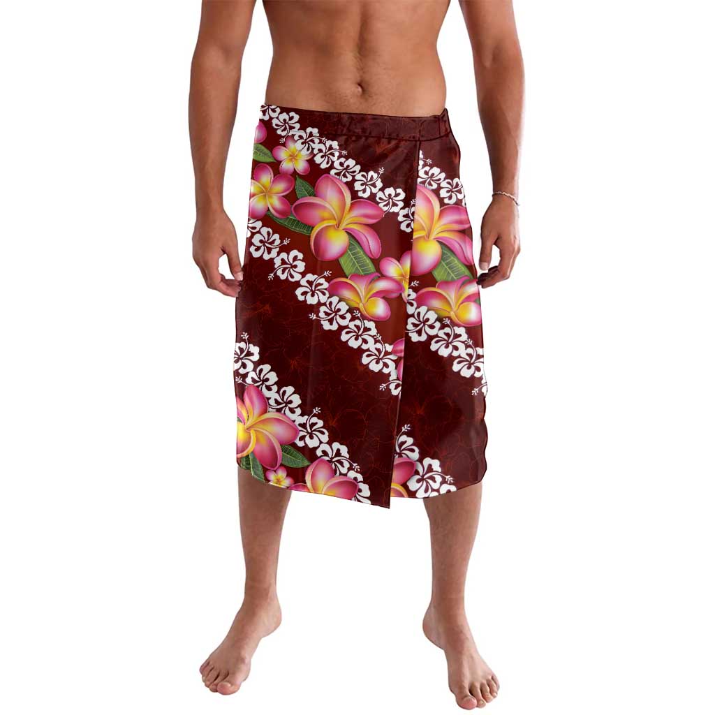 Oxblood Polynesia Lavalava Plumeria With Hibiscus Pattern Tropical Vibes LT14 Oxblood - Polynesian Pride