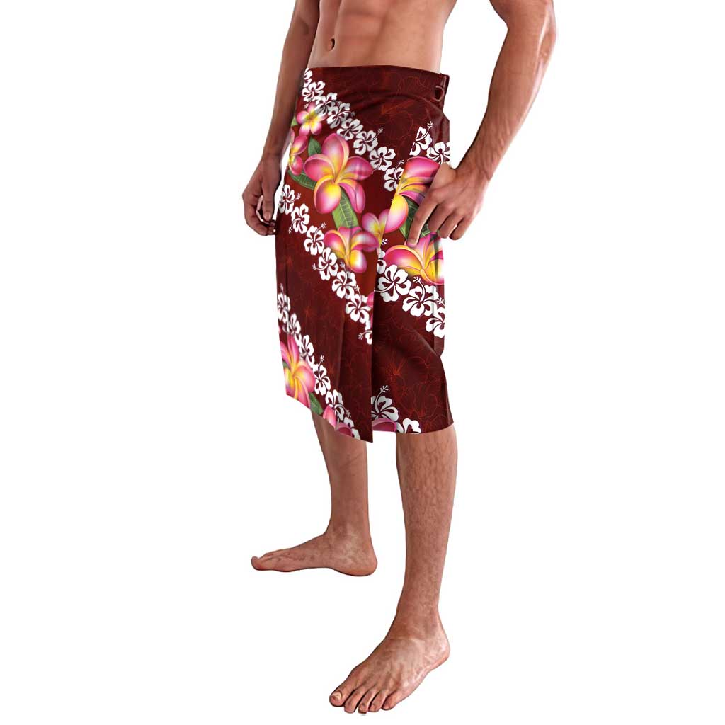 Oxblood Polynesia Lavalava Plumeria With Hibiscus Pattern Tropical Vibes LT14 - Polynesian Pride