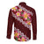 Oxblood Polynesia Long Sleeve Button Shirt Plumeria With Hibiscus Pattern Tropical Vibes