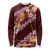 Oxblood Polynesia Long Sleeve Shirt Plumeria With Hibiscus Pattern Tropical Vibes