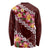 Oxblood Polynesia Long Sleeve Shirt Plumeria With Hibiscus Pattern Tropical Vibes