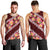 Oxblood Polynesia Men Tank Top Plumeria With Hibiscus Pattern Tropical Vibes