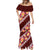 Oxblood Polynesia Mermaid Dress Plumeria With Hibiscus Pattern Tropical Vibes