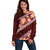 Oxblood Polynesia Off Shoulder Sweater Plumeria With Hibiscus Pattern Tropical Vibes