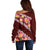 Oxblood Polynesia Off Shoulder Sweater Plumeria With Hibiscus Pattern Tropical Vibes