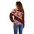 Oxblood Polynesia Off Shoulder Sweater Plumeria With Hibiscus Pattern Tropical Vibes