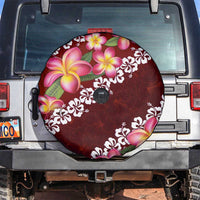 Oxblood Polynesia Spare Tire Cover Plumeria With Hibiscus Pattern Tropical Vibes LT14 Oxblood - Polynesian Pride