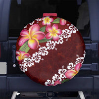 Oxblood Polynesia Spare Tire Cover Plumeria With Hibiscus Pattern Tropical Vibes LT14 - Polynesian Pride