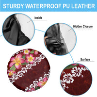 Oxblood Polynesia Spare Tire Cover Plumeria With Hibiscus Pattern Tropical Vibes LT14 - Polynesian Pride