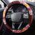 Oxblood Polynesia Steering Wheel Cover Plumeria With Hibiscus Pattern Tropical Vibes