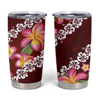 Oxblood Polynesia Tumbler Cup Plumeria With Hibiscus Pattern Tropical Vibes LT14 Oxblood - Polynesian Pride