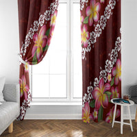 Oxblood Polynesia Window Curtain Plumeria With Hibiscus Pattern Tropical Vibes LT14 - Polynesian Pride