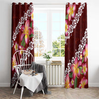 Oxblood Polynesia Window Curtain Plumeria With Hibiscus Pattern Tropical Vibes LT14 - Polynesian Pride