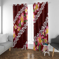 Oxblood Polynesia Window Curtain Plumeria With Hibiscus Pattern Tropical Vibes LT14 With Grommets Oxblood - Polynesian Pride