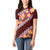 Oxblood Polynesia Women Polo Shirt Plumeria With Hibiscus Pattern Tropical Vibes