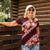 Oxblood Polynesia Women Polo Shirt Plumeria With Hibiscus Pattern Tropical Vibes