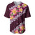 Pink Polynesia Baseball Jersey Plumeria With Hibiscus Pattern Tropical Vibes