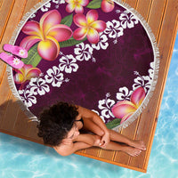 Pink Polynesia Beach Blanket Plumeria With Hibiscus Pattern Tropical Vibes LT14 - Polynesian Pride