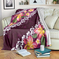 Pink Polynesia Blanket Plumeria With Hibiscus Pattern Tropical Vibes LT14 Pink - Polynesian Pride
