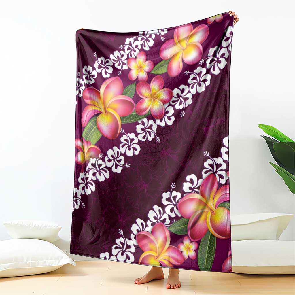 Pink Polynesia Blanket Plumeria With Hibiscus Pattern Tropical Vibes LT14 - Polynesian Pride
