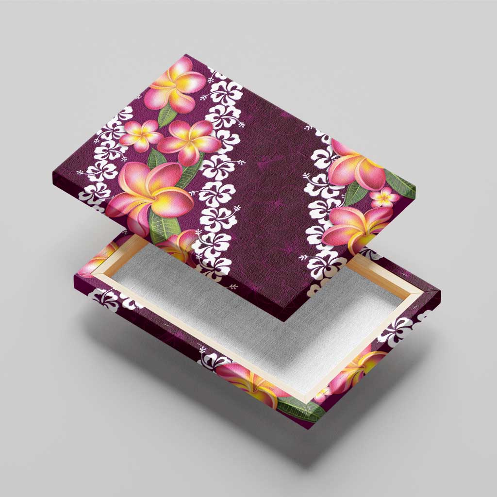 Pink Polynesia Canvas Wall Art Plumeria With Hibiscus Pattern Tropical Vibes LT14 - Polynesian Pride