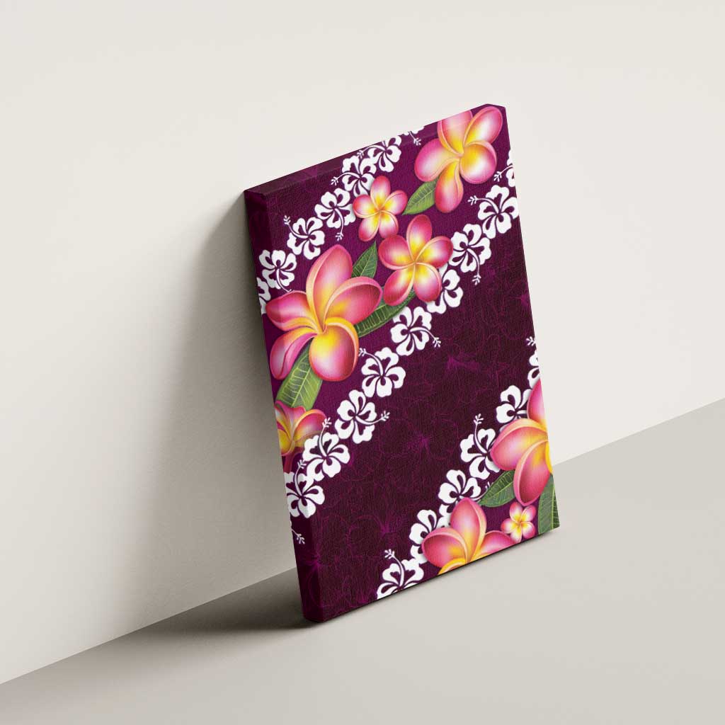 Pink Polynesia Canvas Wall Art Plumeria With Hibiscus Pattern Tropical Vibes LT14 - Polynesian Pride