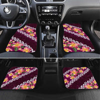 Pink Polynesia Car Mats Plumeria With Hibiscus Pattern Tropical Vibes LT14 Set 4pcs Pink - Polynesian Pride