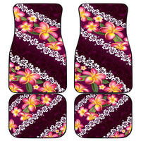 Pink Polynesia Car Mats Plumeria With Hibiscus Pattern Tropical Vibes LT14 - Polynesian Pride