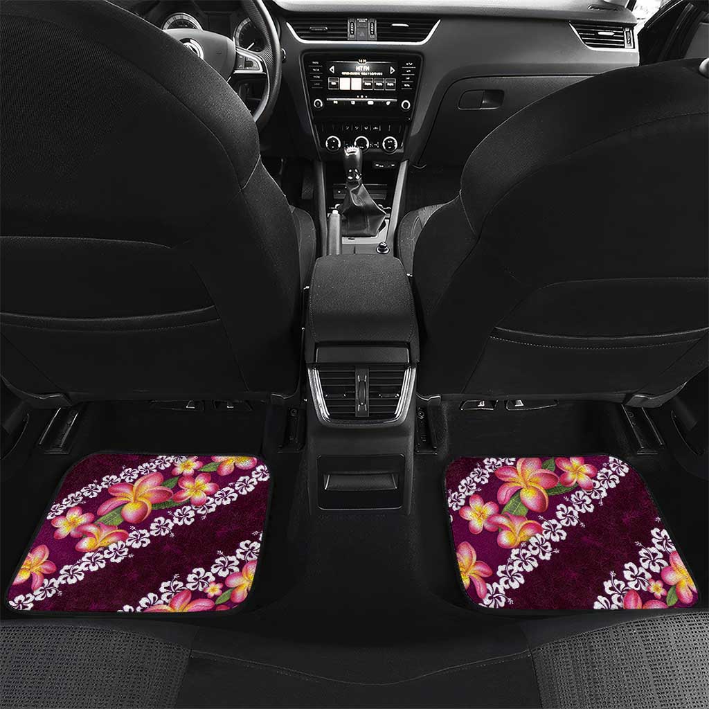 Pink Polynesia Car Mats Plumeria With Hibiscus Pattern Tropical Vibes LT14 Set 2pcs - Back Pink - Polynesian Pride
