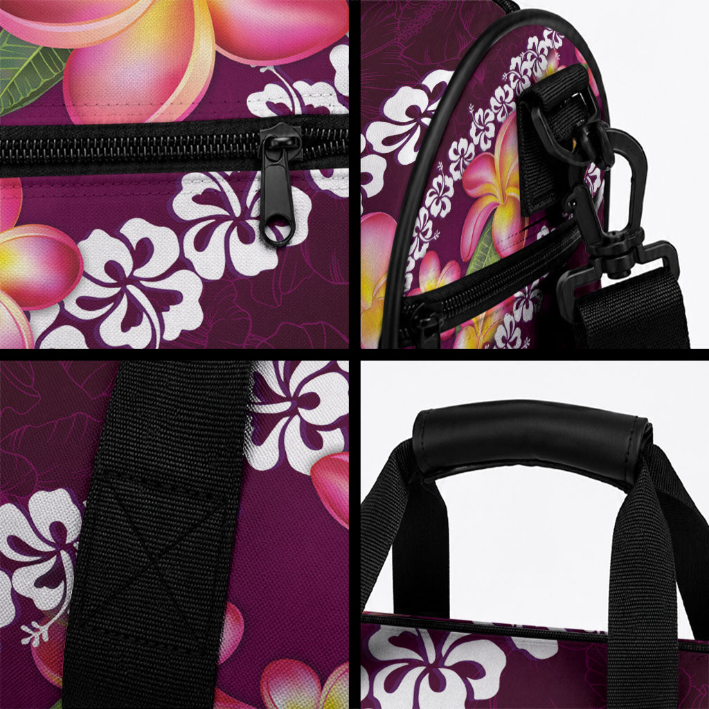 Pink Polynesia Duffle Bag Plumeria With Hibiscus Pattern Tropical Vibes LT14 - Polynesian Pride