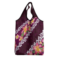Pink Polynesia Grocery Bag Plumeria With Hibiscus Pattern Tropical Vibes LT14 - Polynesian Pride