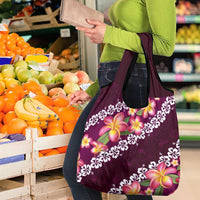 Pink Polynesia Grocery Bag Plumeria With Hibiscus Pattern Tropical Vibes LT14 - Polynesian Pride