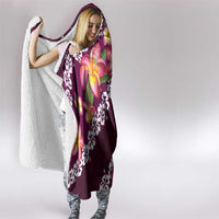 Pink Polynesia Hooded Blanket Plumeria With Hibiscus Pattern Tropical Vibes LT14 - Polynesian Pride
