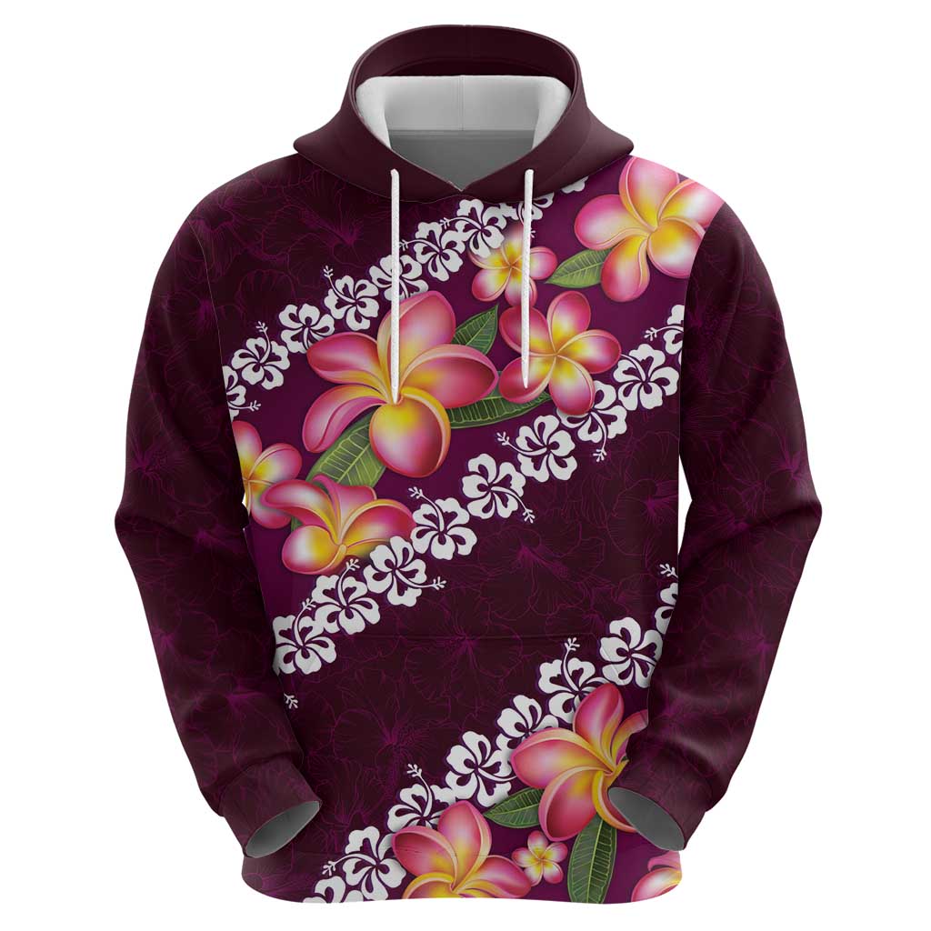 Pink Polynesia Hoodie Plumeria With Hibiscus Pattern Tropical Vibes