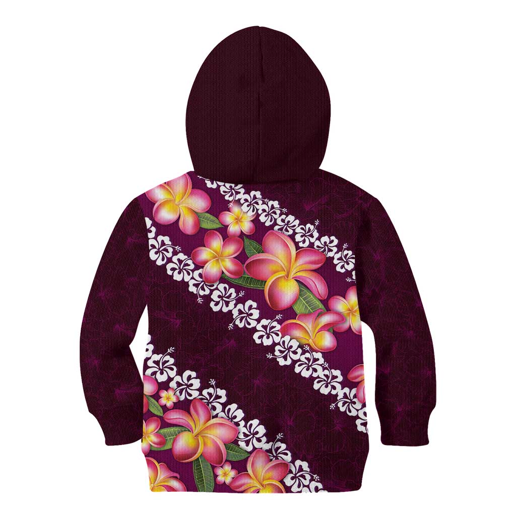 Pink Polynesia Kid Hoodie Plumeria With Hibiscus Pattern Tropical Vibes