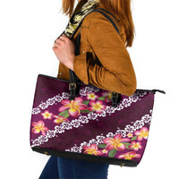 Pink Polynesia Leather Tote Bag Plumeria With Hibiscus Pattern Tropical Vibes LT14 Pink - Polynesian Pride