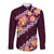 Pink Polynesia Long Sleeve Button Shirt Plumeria With Hibiscus Pattern Tropical Vibes