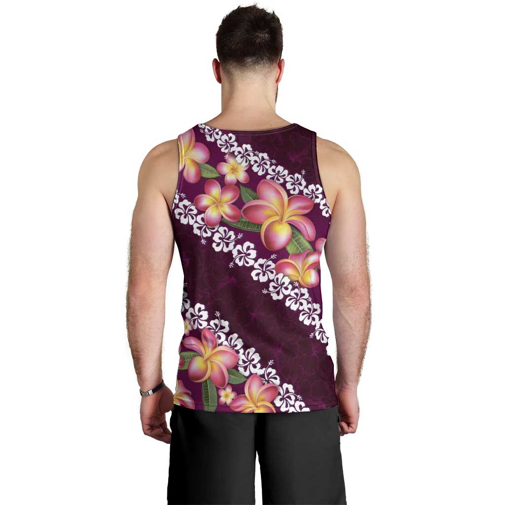 Pink Polynesia Men Tank Top Plumeria With Hibiscus Pattern Tropical Vibes LT14 - Polynesian Pride