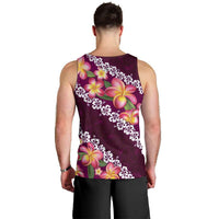 Pink Polynesia Men Tank Top Plumeria With Hibiscus Pattern Tropical Vibes LT14 - Polynesian Pride