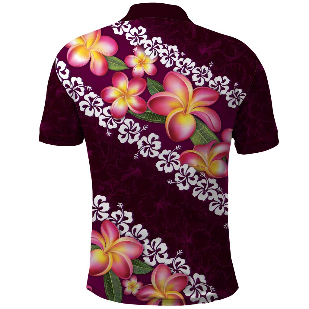 Pink Polynesia Polo Shirt Plumeria With Hibiscus Pattern Tropical Vibes