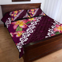 Pink Polynesia Quilt Bed Set Plumeria With Hibiscus Pattern Tropical Vibes LT14 - Polynesian Pride