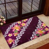 Pink Polynesia Rubber Doormat Plumeria With Hibiscus Pattern Tropical Vibes LT14 - Polynesian Pride