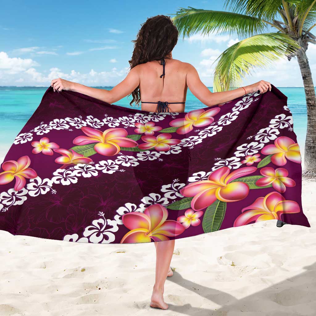 Pink Polynesia Sarong Plumeria With Hibiscus Pattern Tropical Vibes