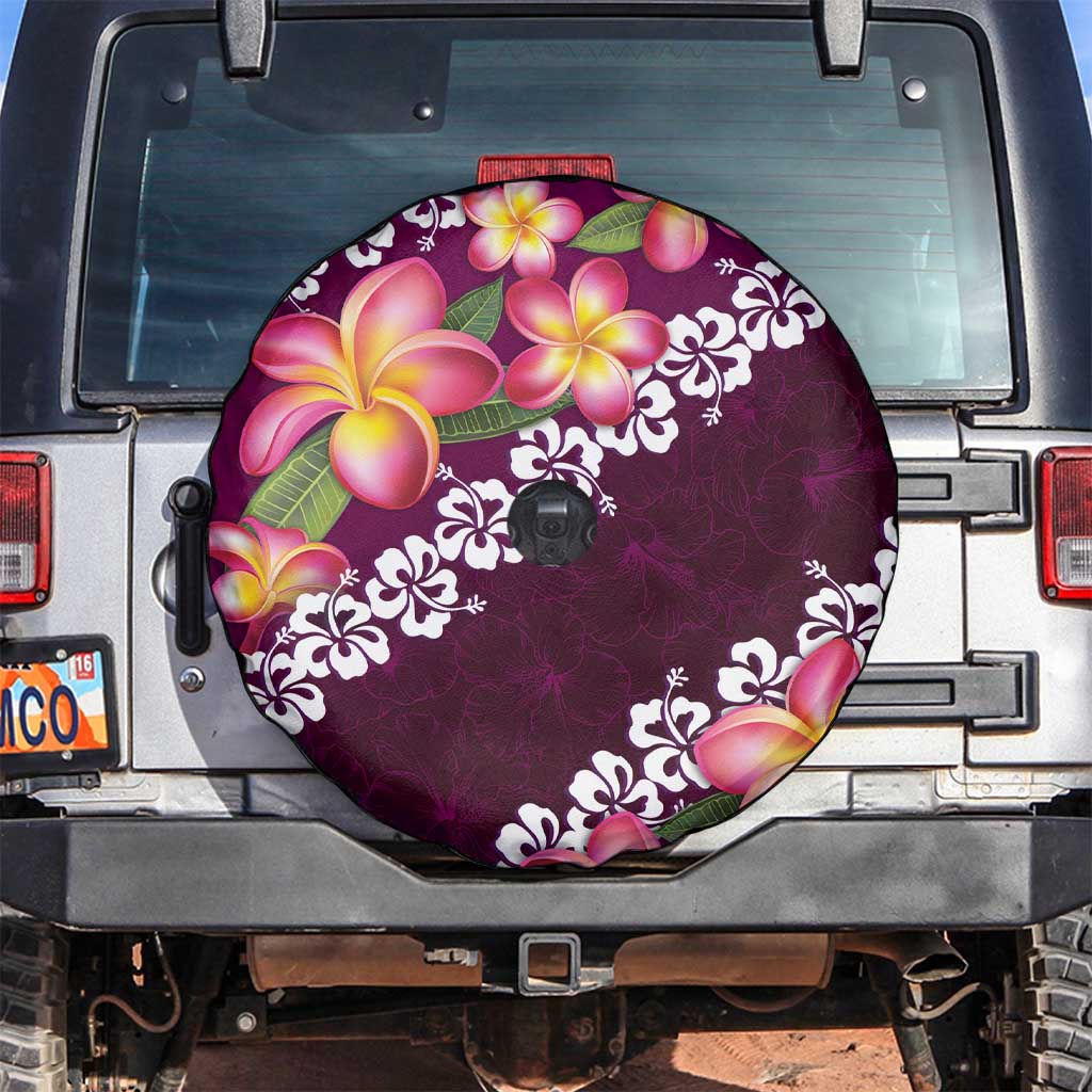 Pink Polynesia Spare Tire Cover Plumeria With Hibiscus Pattern Tropical Vibes LT14 Pink - Polynesian Pride