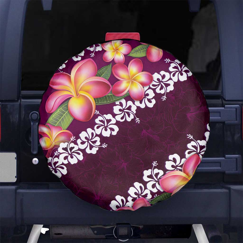 Pink Polynesia Spare Tire Cover Plumeria With Hibiscus Pattern Tropical Vibes LT14 - Polynesian Pride