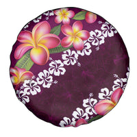 Pink Polynesia Spare Tire Cover Plumeria With Hibiscus Pattern Tropical Vibes LT14 - Polynesian Pride