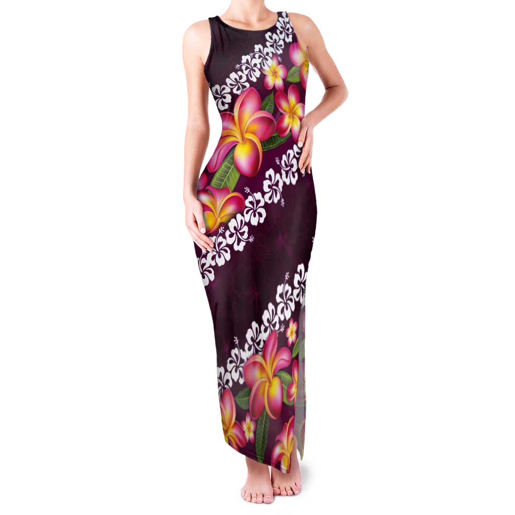 Pink Polynesia Tank Maxi Dress Plumeria With Hibiscus Pattern Tropical Vibes LT14 Women Pink - Polynesian Pride